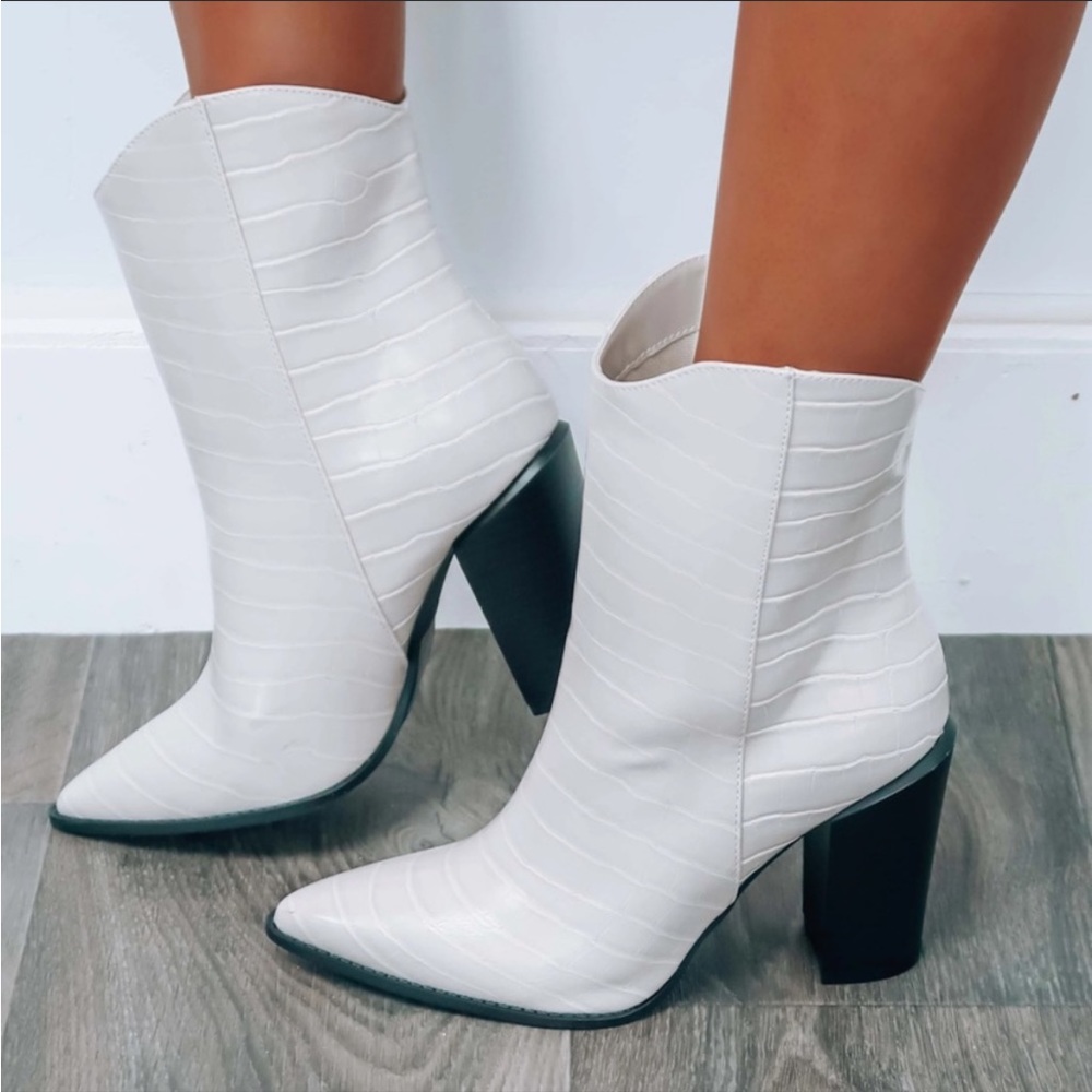 Shop Hope’s White Crocodile Booties
